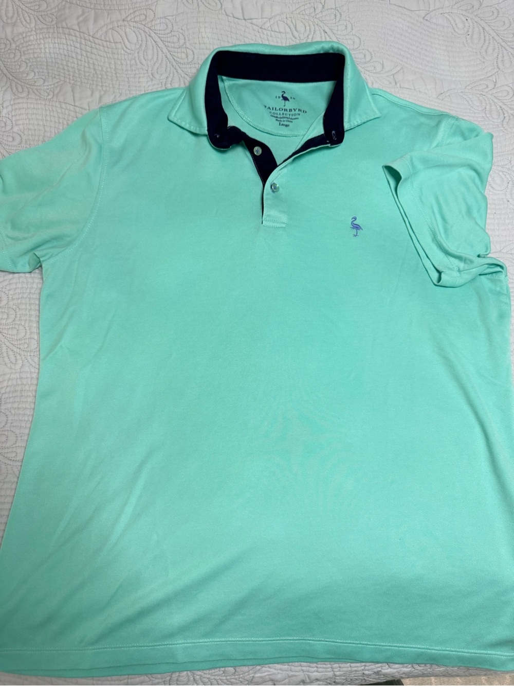 Tailorbyrd Men's Mint Green Polo Shirt with Contrasting Collar